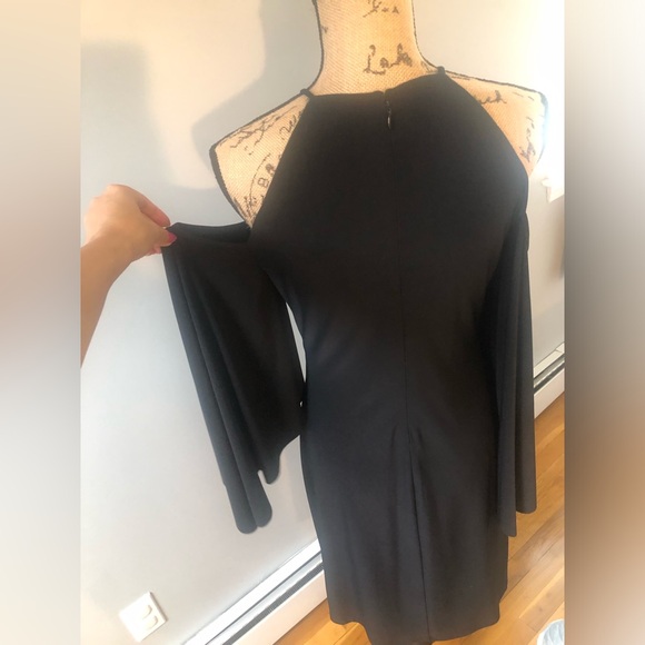 RALPH LAUREN COLD SHOULDER BLACK SHEATH MIDI DRESS SIZE US 6 - Picture 7 of 8
